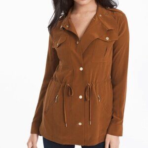 White House Black Market Camel Silk Utility Jacket - S